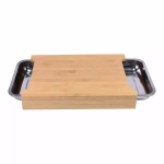 DESKA DO KROJENIA BAMBUS Z 2 NACZYNIAMI MISAMI ALUMINIOWYMI 40X30x6 CM