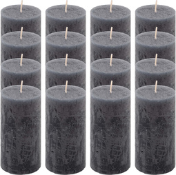 ŚWIECE STOŁOWE ANTRACYTOWE 16 SZT 5x10 CM ŚWIECZKI WALCOWE KOLUMNOWE