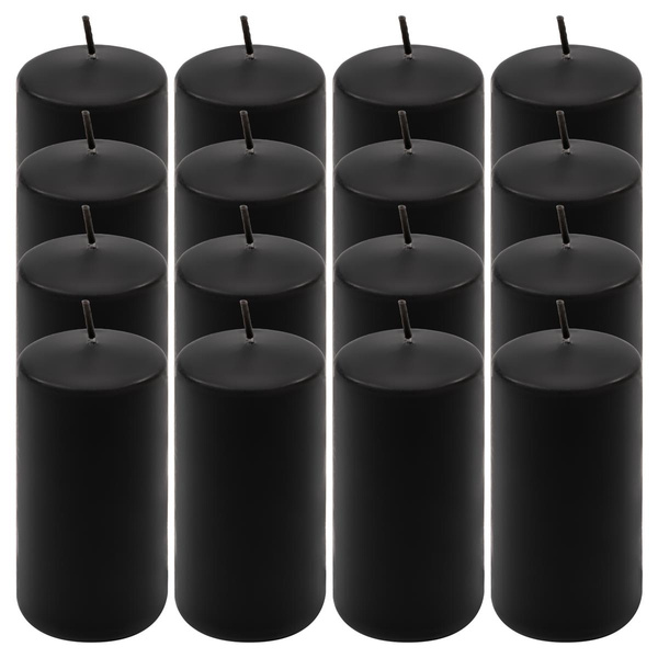 ŚWIECE STOŁOWE CZARNE 16 SZT 10x5CM DEKORACYJNE ŚWIECZKI WALCOWE TRADYCYJNE
