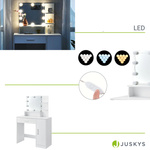 TOALETKA KOSMETYCZNA Z LUSTREM LED DO MAKIJAŻU WIZAŻU BIAŁA ZOEY 90x38x137