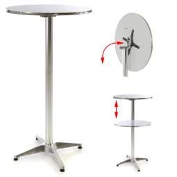 STÓŁ BISTRO BAROWY KOKTAJLOWY SKŁADANY WYS.115/75 CM ZE STALI I ALU Ø60