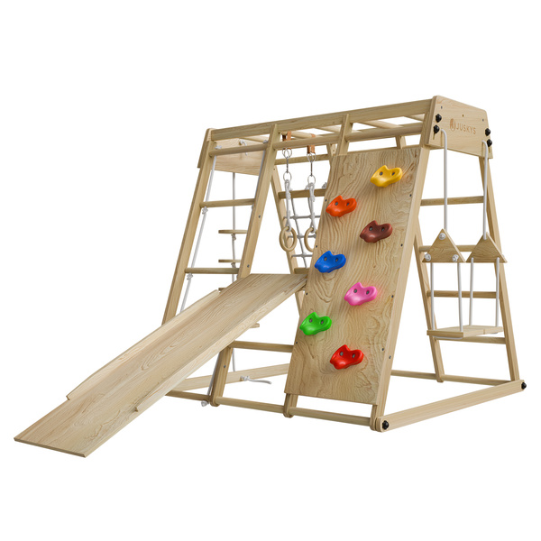 PLAC ZABAW DLA DZIECI DO DOMU DOMOWY DZIECIĘCY DREWNIANY + HUŚTAWKA ŚCIANKA