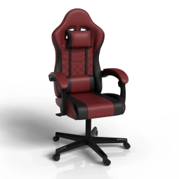 FOTEL GAMINGOWY BIUROWY KUBEŁKOWY GRACZA OBROTOWY HYPERSEAT BORDOWY CZARNY
