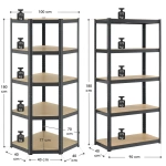 ZESTAW REGAŁÓW METALOWYCH 3 SZTUKI BASIC + NAROŻNY CORNER 180x90x40 cm MDF