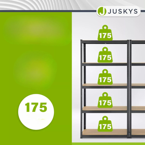2x REGAŁ MAGAZYNOWY 180x90x40 CM 1750KG METALOWY PÓŁKI GARAŻ PIWNICA SZARY 