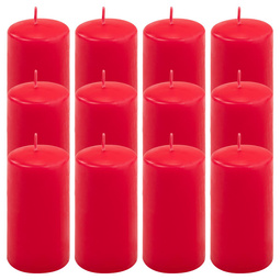 ŚWIECE STOŁOWE CZERWONE 12x 11,5x6 CM ŚWIECZKI WALCOWE TRADYCYJNE KOLUMNOWE