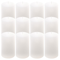 ŚWIECE STOŁOWE BIAŁE RUSTYKALNE 12SZT 6,8x11,5CM ŚWIECZKI WALCOWE KOLUMNOWE