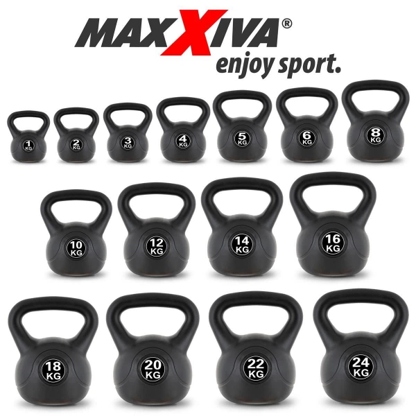 KETTLEBELL MAXXIVA 1 KG CZARNY OBCIĄŻENIE  HANTLA KOMPOZYTOWA KULA