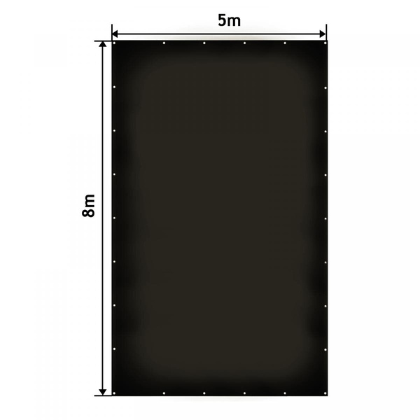 CZARNA PLANDEKA 5x8 M 650G/M2 PRZEMYSŁOWA OCHRONNA Z OCZKAMI OKRYCIOWA