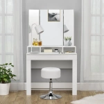 HOKER PUFA TABORET TONIA DO TOALETKI KOSMETYCZNEJ PODUSZKA Z EKOSKÓRY BIAŁY