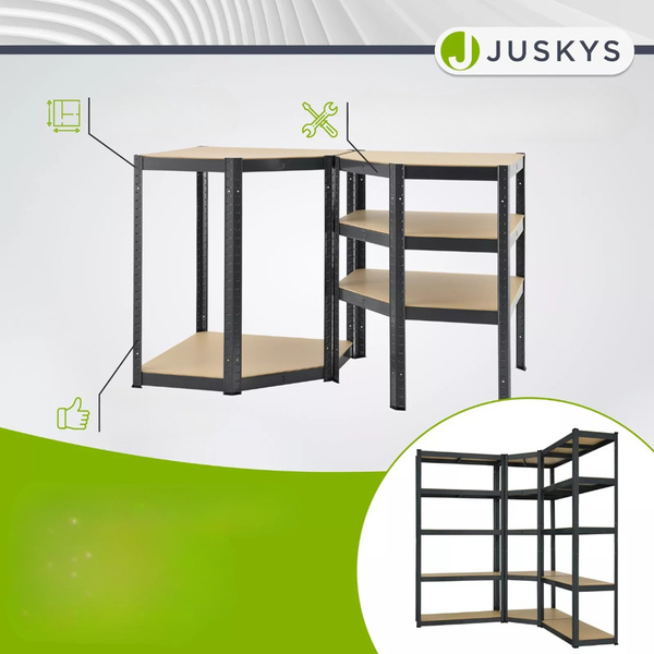 ZESTAW REGAŁÓW METALOWYCH 3 SZTUKI BASIC + NAROŻNY CORNER 180x90x40 cm MDF