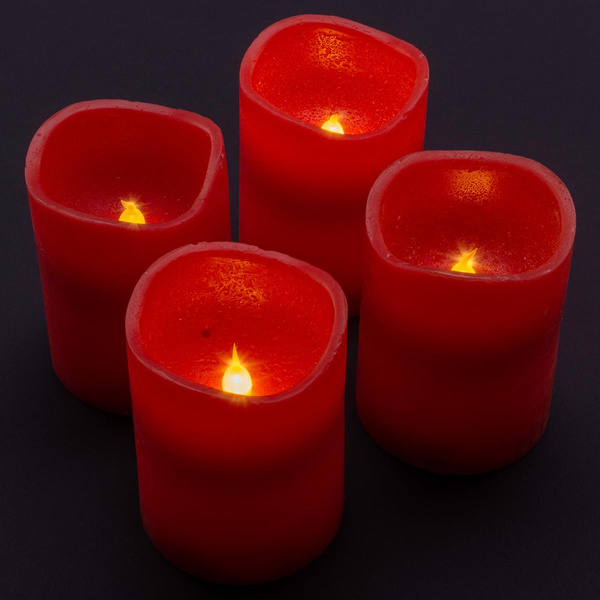 4x ŚWIECE LED Z PRAWDZIWEGO WOSKU ŚWIECZKI BEZ PŁOMIENIA NA BATERIE +PILOT