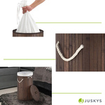 OKRĄGŁY KOSZ NA PRANIE BAMBUS 55L Z POKRYWĄ I WORKIEM NATURALNY EKO BRĄZOWY