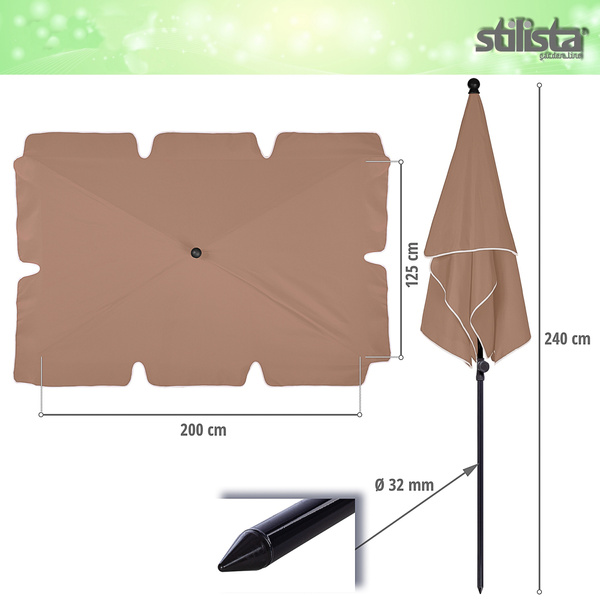 PARASOL OGRODOWY 200x125 PROSTOKĄTNY BALKON TARAS