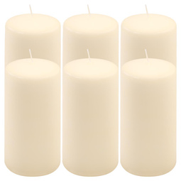 ŚWIECE STOŁOWE KREMOWE 6 SZT 15,5x7,5 CM ŚWIECZKI TRADYCYJNE KOLUMNOWE
