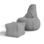 FOTEL RELAKSACYJNY TELEWIZYJNY WYPOCZYNKOWY GAMINGOWY Z PUFĄ JASNY SZARY XL