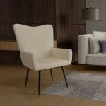 FOTEL USZAK RELAKSACYJNY WYPOCZYNKOWY SKANDYNAWSKI STYL BEŻOWY SZTRUKS