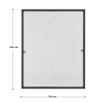 MOSKITIERA OKIENNA 120x140 CM DO OKNA ALUMINIOWA RAMA SIATKA NA OWADY SZARA
