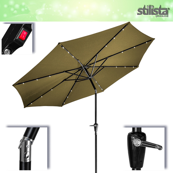 PARASOL 3M SKŁADANY 24 LED REGULOWANY OGRÓD BALKON