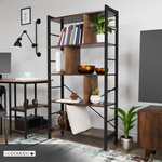 REGAŁ Z 4 PÓŁKAMI PRZEGRODAMI MODUŁOWY W STYLU LOFT INDUSTRALNYM VINTAGE