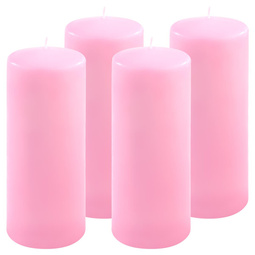 ŚWIECE STOŁOWE RÓŻOWE 4 SZT 25x10 CM ŚWIECZKI WALCOWE TRADYCYJNE KOLUMNOWE