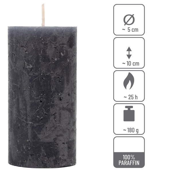 ŚWIECE STOŁOWE ANTRACYTOWE 16 SZT 5x10 CM ŚWIECZKI WALCOWE KOLUMNOWE