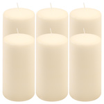 ŚWIECE STOŁOWE KREMOWE 6 SZT 15,5x7,5 CM ŚWIECZKI TRADYCYJNE KOLUMNOWE