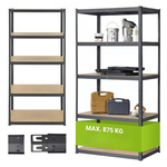 REGAŁ MAGAZYNOWY 200x100x60 CM 875KG METALOWY PÓŁKI GARAŻ WARSZTAT SZARY