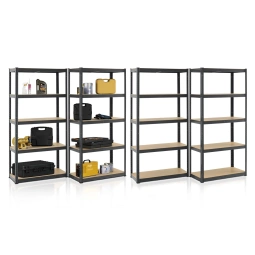 4x REGAŁ MAGAZYNOWY 180x90x40CM 3500KG SZARY METALOWY PÓŁKI GARAŻ PIWNICA