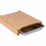 DESKA DO KROJENIA BAMBUS Z 2 NACZYNIAMI MISAMI ALUMINIOWYMI 40X30x6 CM