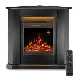 KOMINEK ELEKTRYCZNY 2000W 2 TRYBY CZARNY NAROŻNY Z EFEKTEM PŁOMIENIA+ LED