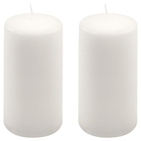 ŚWIECE STOŁOWE BIAŁE 2 SZT 15,5x7,5CM ŚWIECZKI WALCOWE TRADYCYJNE KOLUMNOWE