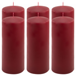 ŚWIECE STOŁOWE BORDOWE 6 SZT 25x10 CM ŚWIECZKI WALCOWE TRADYCYJNE KOLUMNOWE
