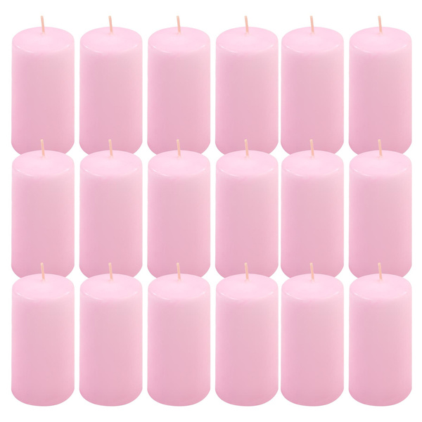 ŚWIECE STOŁOWE RÓŻOWE 24SZT 10x5CM DEKORACYJNE ŚWIECZKI WALCOWE TRADYCYJNE