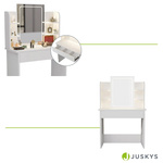 TOALETKA KOSMETYCZNA Z LUSTREM LED DO MAKIJAŻU WIZAŻU BIAŁA 90x40x140 CM