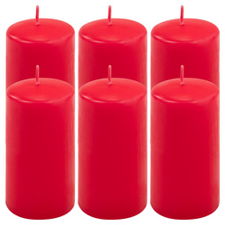 ŚWIECE STOŁOWE CZERWONE 6SZT 11,5x6CM ŚWIECZKI WALCOWE TRADYCYJNE KOLUMNOWE