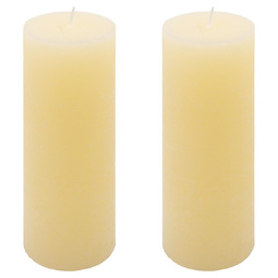 ŚWIECE STOŁOWE KREMOWE RUSTYKALNE 2 SZT 7,5x20CM ŚWIECZKI WALCOWE KOLUMNOWE