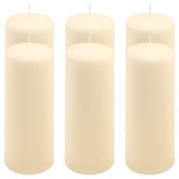 ŚWIECE STOŁOWE KREMOWE 6 SZT 20x7,5 CM ŚWIECZKI TRADYCYJNE KOLUMNOWE