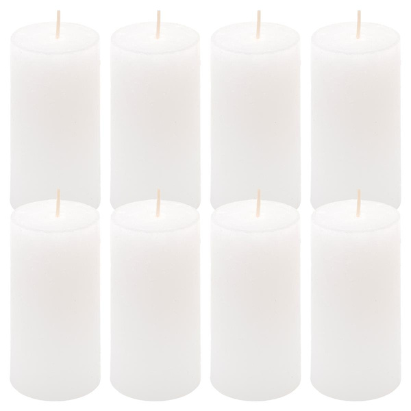 ŚWIECE STOŁOWE BIAŁE RUSTYKALNE 8 SZT 5x10 CM ŚWIECZKI WALCOWE KOLUMNOWE