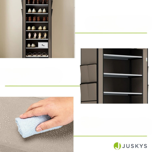 MATERIAŁOWA SZAFA SZAFKA REGAŁ STOJAK NA BUTY OBUWIE UBRANIA BRĄZOWY
