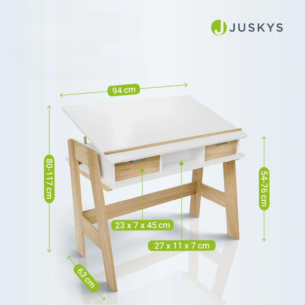BIURKO DZIECIĘCE REGULOWANE Z SZUFLADAMI STOLIK DO NAUKI STÓŁ KREŚLARSKI