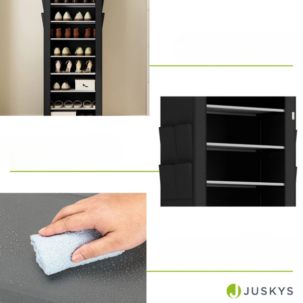 MATERIAŁOWA SZAFA SZAFKA REGAŁ STOJAK NA BUTY OBUWIE UBRANIA CZARNA