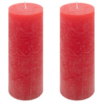 ŚWIECE STOŁOWE CZERWONE RUSTYKALNE 2 SZT 7,5x20 CM ŚWIECZKI KOLUMNOWE