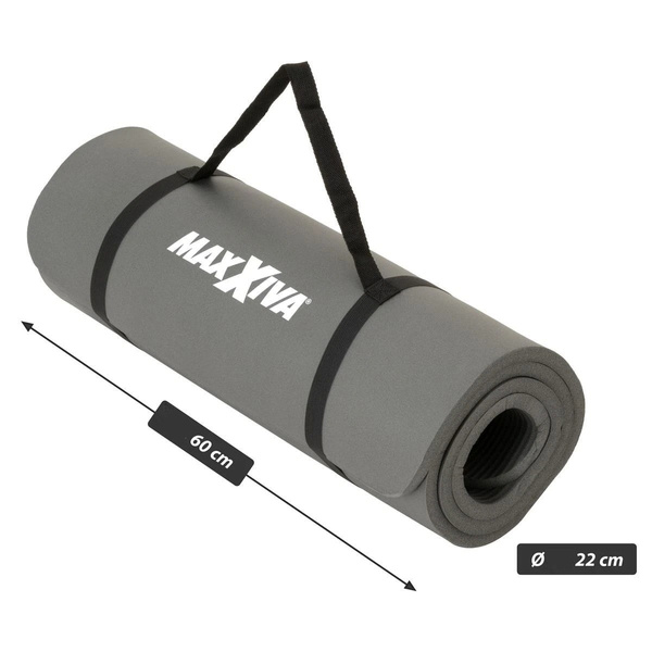 MAXXIVA SZARA MATA PIANKOWA 190x60x1,5cm DO ĆWICZEŃ / JOGI / FITNESS