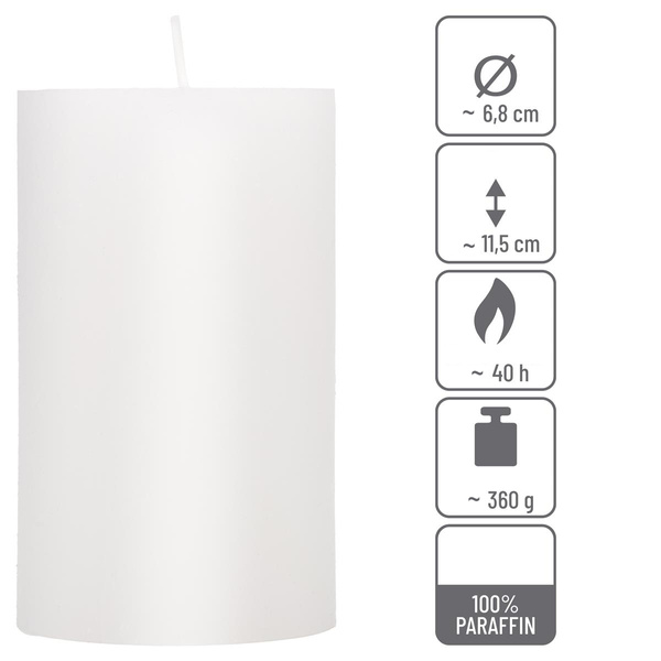 ŚWIECE STOŁOWE BIAŁE RUSTYKALNE 6SZT 6,8x11,5CM ŚWIECZKI WALCOWE KOLUMNOWE