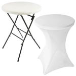 STÓŁ KOKTAJLOWY TARGOWY BANKIETOWY BISTRO SKŁADANY BIAŁY Ø80CM + POKROWIEC