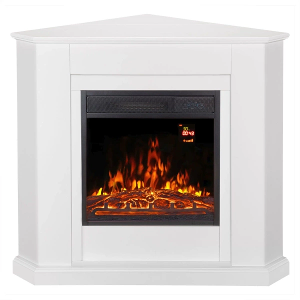 KOMINEK ELEKTRYCZNY 2000W 2 TRYBY BIAŁY NAROŻNY Z EFEKTEM PŁOMIENIA+ LED