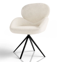 KRZESŁO TAPICEROWANE 360° DO SALONU JADALNI JASNOBEŻOWE ECRU KREMOWE BOUCLE