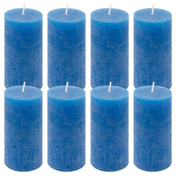 ŚWIECE STOŁOWE NIEBIESKIE RUSTYKALNE 8 SZT 5x10 CM ŚWIECZKI KOLUMNOWE