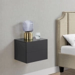 WISZĄCA SZAFKA NOCNA 2 SZUFLADY 40x29x30 CM CZARNY MAT NOWOCZESNA